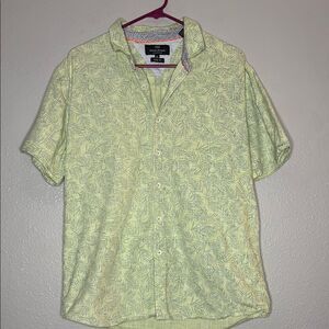MB Michael Brandon Pale Green Hawaiian Collared Button Up Short Sleeve Shirt XL